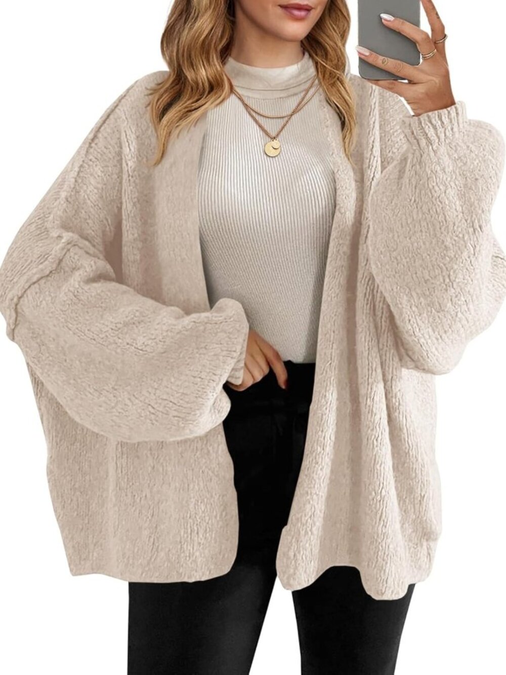 Cozy Oversized Open Front Cardigan Sweater for Women - Perfect Layering Piece